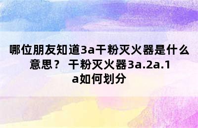 哪位朋友知道3a干粉灭火器是什么意思？ 干粉灭火器3a.2a.1a如何划分